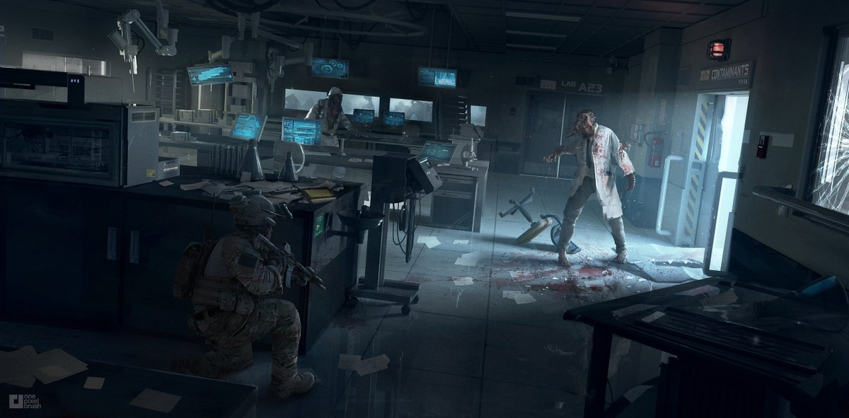onepixelbrush's tweet image. Throwing it back to our &apos;Medical Laboratory&apos; concept for Breach &amp;amp; Clear: Deadline! We&apos;ve done a LOT of zombie apocalypse art since then - Art by: Mike Garn  / Creative Director: Shaddy Safadi

#survivalgame #conceptart #conceptstudio #3DArt #DeadLine #BreachandClear