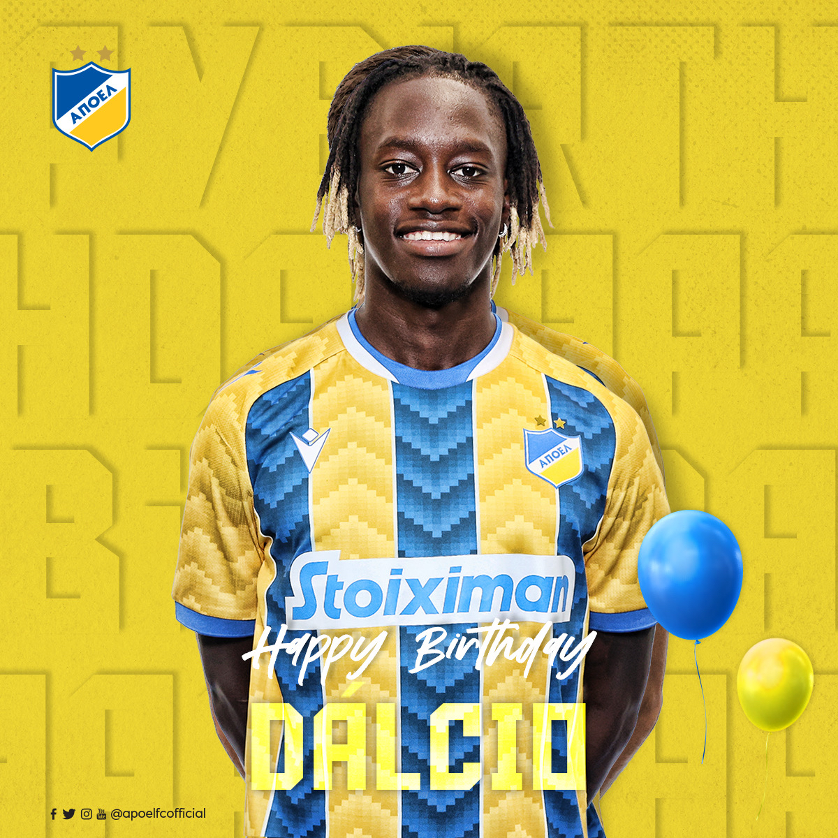 Χρόνια πολλά Dálcio! 🎉🎁🎂
Happy 27th #Birthday #Dálcio.

#APOELFC