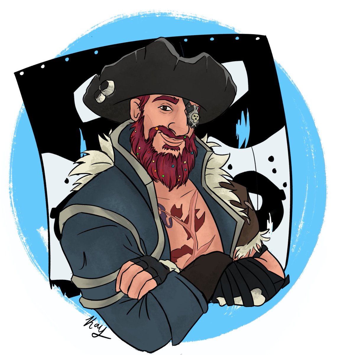 I wanna thank <a href="/BonefydArtist/">BonefydSkeleton</a>, <a href="/lg_macbeth/">lg-macbeth ♡</a>, and <a href="/CaptZorina/">Captain Zora</a> for the amazing artwork of my character Captain Blaze. You all are amazing artists! #SeaOfThieves #BeMorePirate #AwesomeArtists