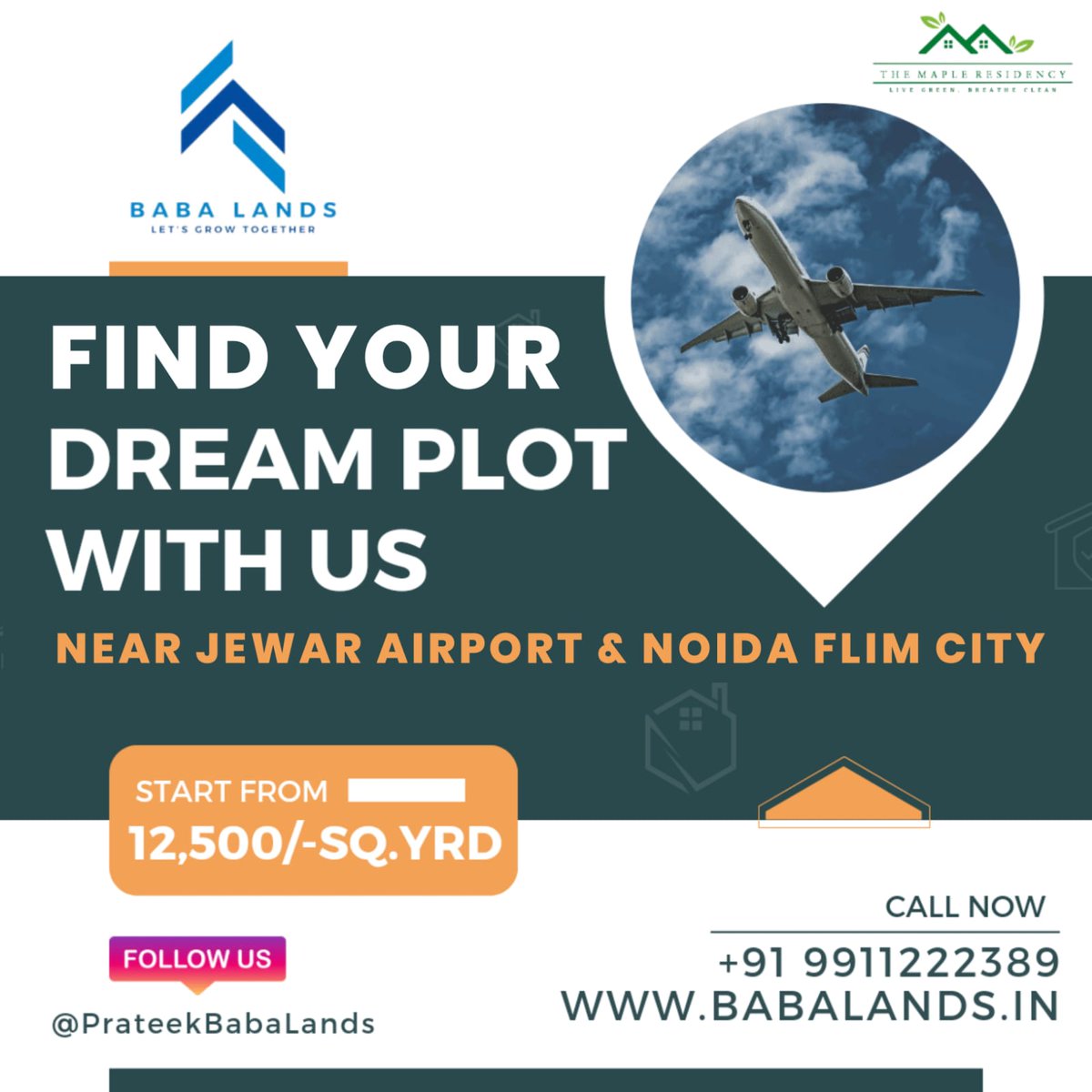 BabaLands's tweet photo. The Mapple Residency Offer Budgeted Residential Plots, Near Jewar Airport &amp; Noida Film City
For more Enquiry-
Contact us- +91-9911222389, info@babalands.in , https://t.co/qzc4B2Jxa2

#plotsnearjewarairport #plotsnearnoidafilmcity #builders #farmhouseindelhincr #investmentinlands https://t.co/4tTDrVjJQd