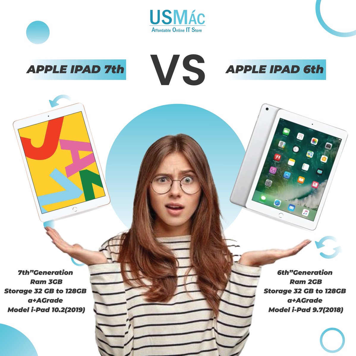 usmac7's tweet photo. iPad 6th Generation vs. iPad 7th Generation:
iPad 6th Gen or 7th Gen: The Ultimate Showdown! Which Generation Will Elevate Your Digital Experience? Join the Debate and Cast Your Vote Now By Commenting below!
#ipadbattle #upgradetime
#PowerfulPerformance #usmac #itstore #ipad https://t.co/21YR11z4YX