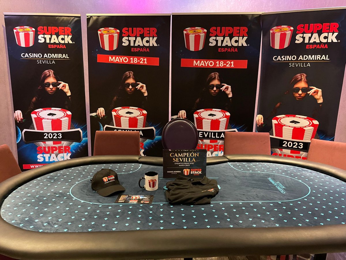 SuperStackESP's tweet photo. SUPER STACK® ESPAÑA (Sevilla) @CasinoAdmiralSV 

Enhorabuena!!! MESA FINAL 👏🏻👏🏻🏆

320 entradas y 51.840 € de bote - división de 5 vías!

SUPER STACK® https://t.co/YD7Jt0OFgf