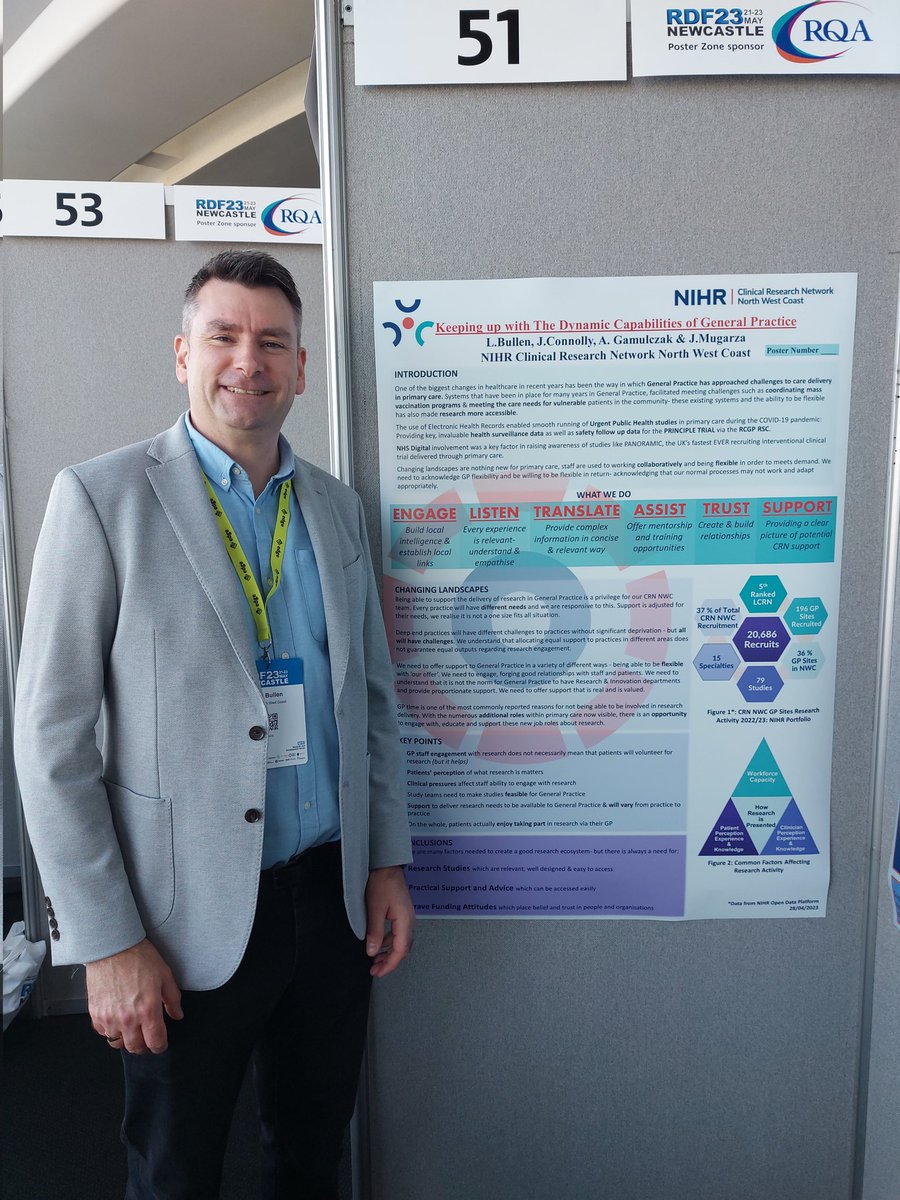 At #RDF23  promoting the NIHR North West Coast Research Network with posters for #primarycare and #socialcare. Come and see us at stands 50 & 51! #nihr @leeabullen @NIHRCRN_nwcoast @mugarza_julie @ckssmith @Vix_Wilk