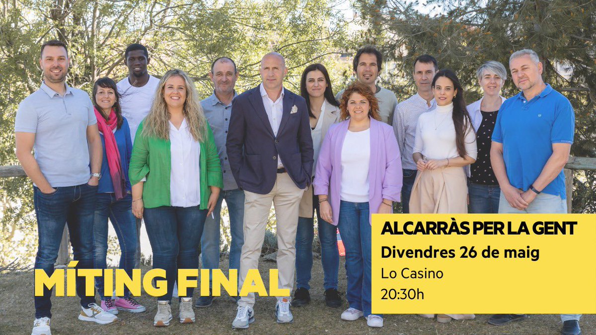 ⚠️ Míting final d’ERC Alcarràs. 

Us hi esperem!! 

La nostra llista, el vostre equip. ✊🏽
🔜 ALCARRÀS PER LA GENT

#ERCAlcarràs #CandidaturaERC #alcarràsperlagent #municipals2023 #útils #escrivimelfutur
