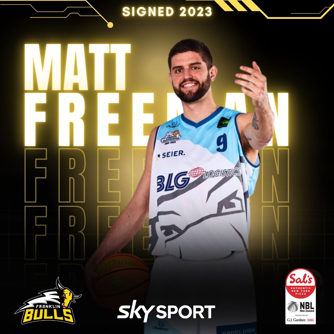 Matt Freeman will suit up for the Franklin Bulls in #SalsNBL 2023 for the remainder of the season. This will be the first time Matt has played at home since 2016.Stoked to have you home Matty! #leadthecharge - buff.ly/3GnnKqR 

@skysportnz
@nznbl