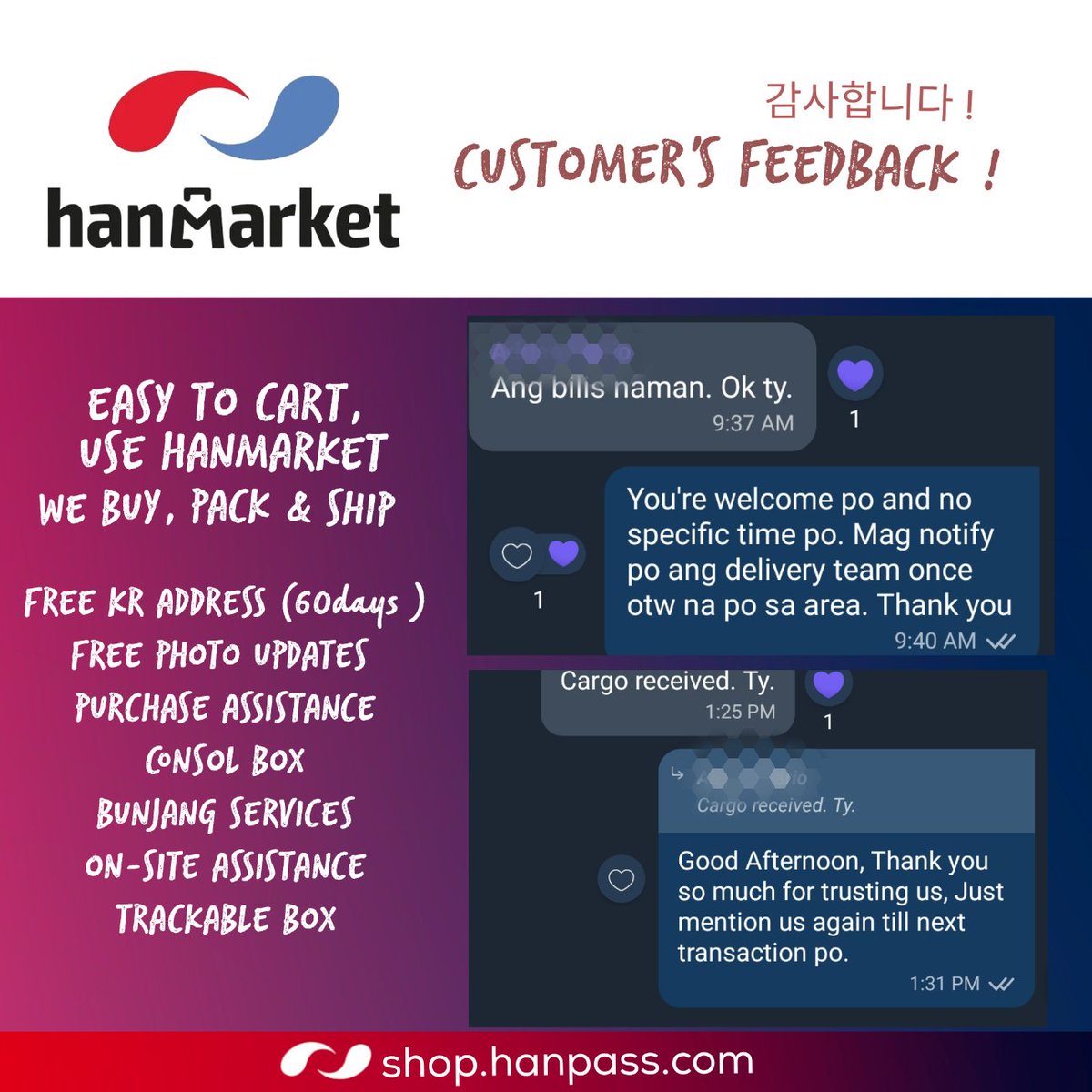 Hanpasspurchase's tweet photo. [ PASABUY &amp; KRCONSOL]
We also offer Offline Services!
 We buy for you and ship.
✅ Trusted &amp; Reliable 
✅ Photo &amp; Tracking updates 
✅ Receive order to KR updates
✅ Trackable box 
#kpopph #proxybuyingservice #krconsol #HMUpdates https://t.co/S4hqTz79s5