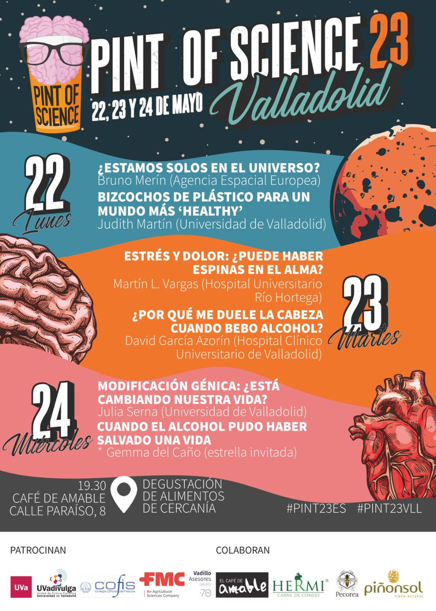 escuderoalma's tweet image. Hoy, mañana y pasado; 54 ciudades en España llevan la ciencia a los bares. 

A los de Valladolid por sexto año 🥳🥳

#Pint23ES #Pint23VLL #PintOfScience