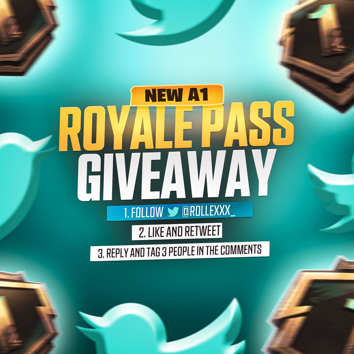 Rollexxx_'s tweet photo. PUBG MOBILE Royale Pass Giveaway🔥

To Enter:

1. Follow @Rollexxx_ 
2. Like &amp; Retweet
3 Reply to this post &amp; tag 3 people in the comments 

Winners will be selected within 72 hours https://t.co/kIYhJIZIes