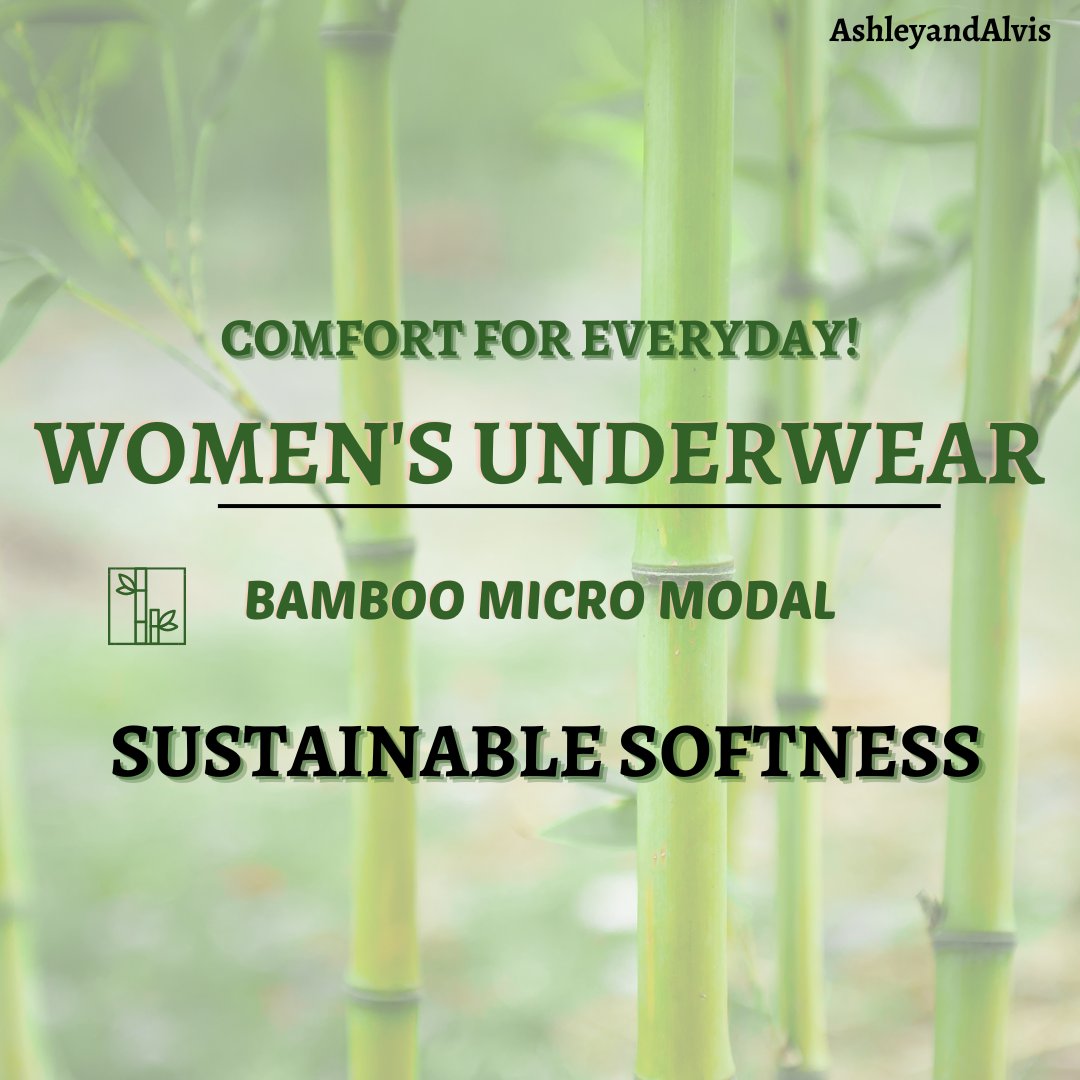 Unleash Pure Comfort, Embrace Sustainable Softness: Discover the Allure of Bamboo Micro Modal Underwear for Women.
 #Ashleyandalvis #BambooMicroModal #SustainableSoftness #EcoLuxury #CraftedForYou #UltimateComfort #StylishEssentials #bamboomicromodal #womenundies #womenpanties