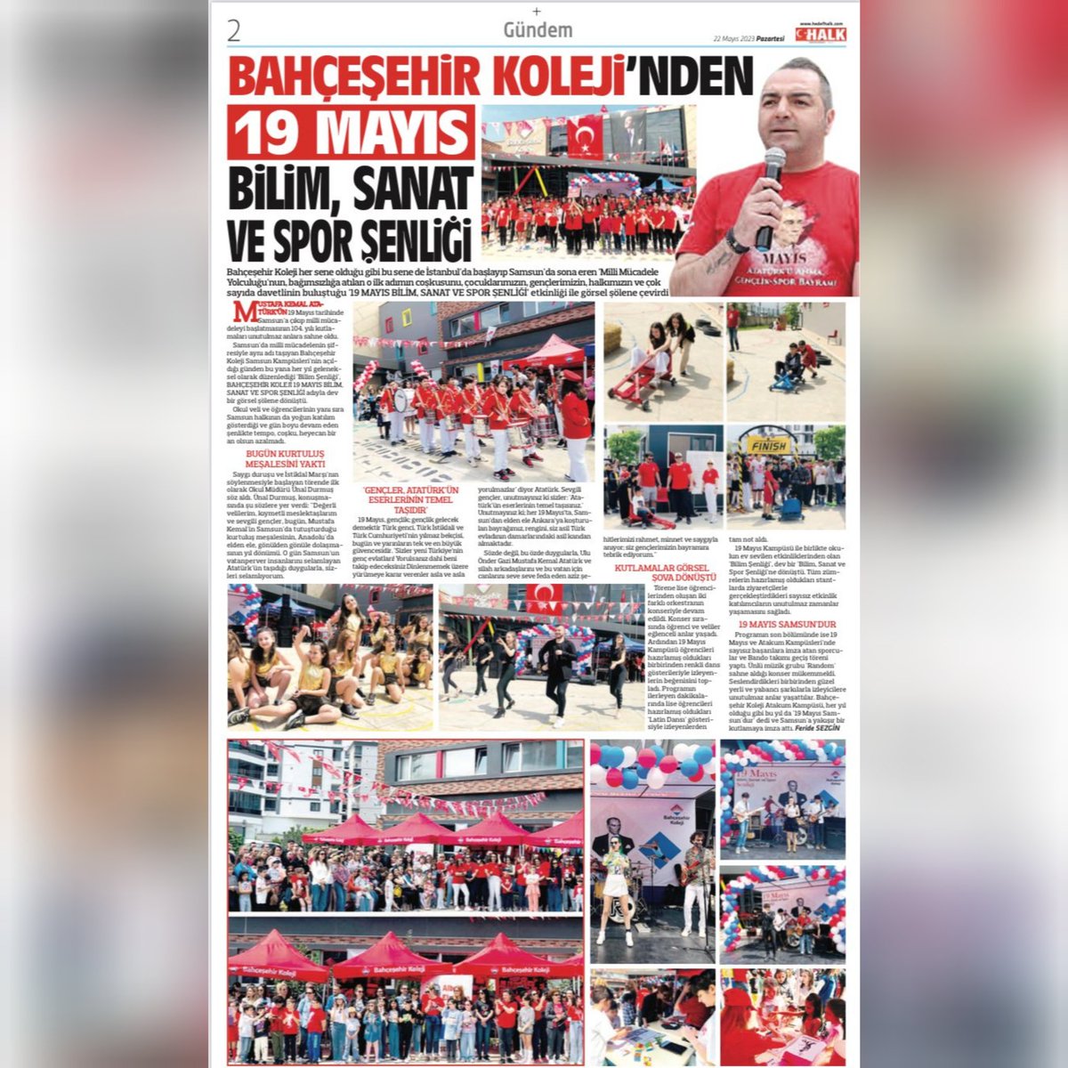 Bahcesehir_Sam's tweet photo. Bahçeşehir Koleji Samsun Kampüslerinin“19 Mayıs Atatürk’ü Anma, Gençlik ve Spor Bayramı”kapsamında düzenlemiş olduğu ve çok sayıda davetlinin katılım gösterdiği“19 Mayıs Bilim,Sanat ve Spor Şenliği” Samsun basınında geniş yer buldu.
(Samsun Gazetesi-Gerçek Gazetesi-Halk Gazetesi) https://t.co/5tlzfAQ3HF