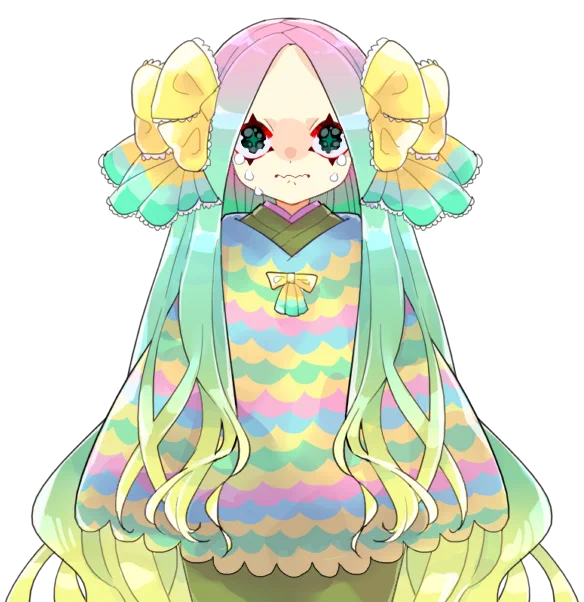  ぽたさん!!FateTRPGで作ったキャスター・アマビエさんをぽたさんの絵柄で見たい～～～～!!カラフルなのできっとマッチするはず!!