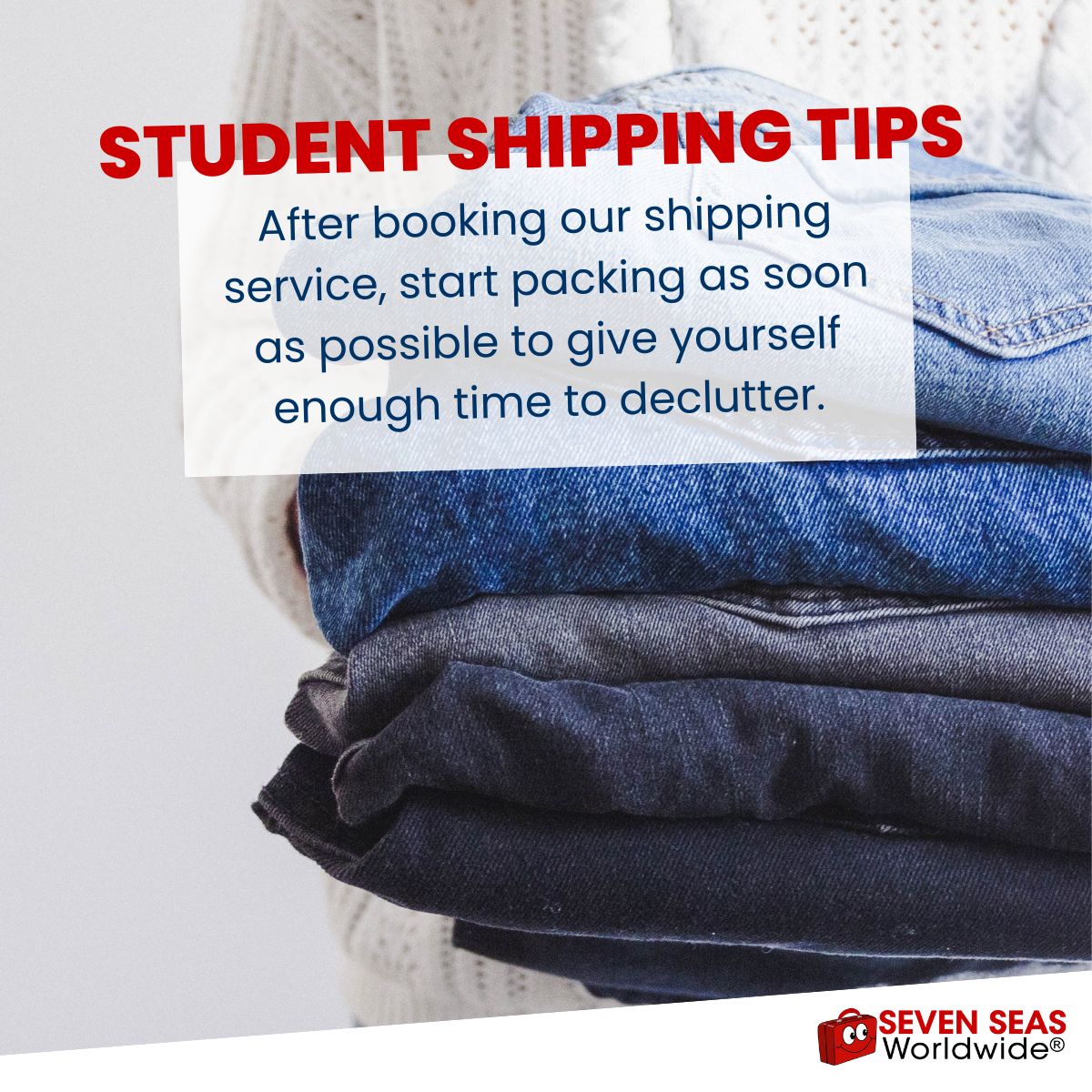 7SeasWorldwide's tweet photo. Once you've booked our student shipping services, give yourself ample time to pack and declutter before collection day. For more handy tips, read our guide ๐ https://t.co/IMxrMtp0Kv
#studentshipping #internationalstudents https://t.co/a1MlFD5l0d