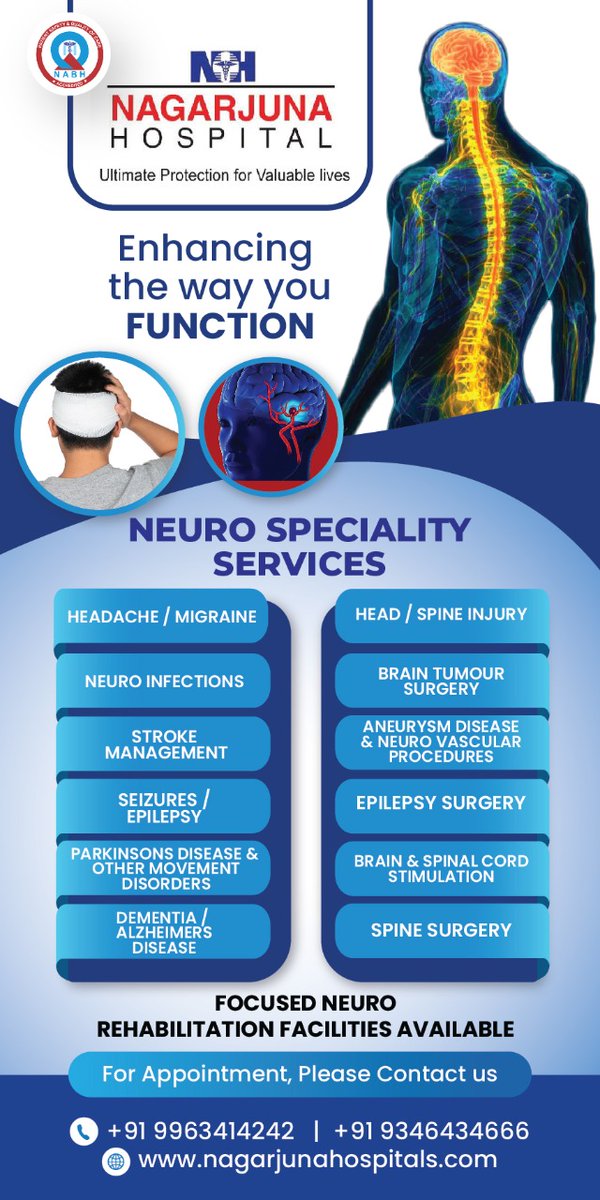 #nagarjunahospitals #healthcare #doctors #neurospeciality #services #rehabilitation #Facilities #Available #appointment #doctors #medical #braintumor #surgery #headache #migraine #treatment #life #epilepsy #spinesurgery #seizures #dementia #alzheimers #infections #contactus