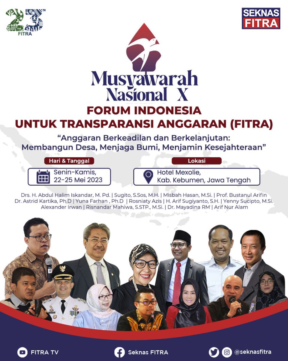 Halo Sobat FITRA!
Salam Transparansi! 

Dalam mewujudkan tata kelola organisasi yang demokratis dan taat asas, maka sepatutnya dilakukan Musyawarah Nasional sebagai ruang bermusyawarah dan penentuan rencana strategi organisasi serta menjamin pergantian kepengurusan.