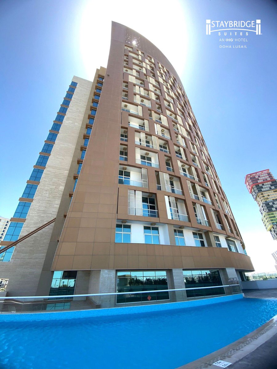 SLusail's tweet photo. Soak up the sun as you relax on our daybeds and outdoor pools with an awesome view of Lusail City!

For more information, call us!
📞 +974 5040 3257
staybridge.doha@ihg.com

#StaybridgeSuites #StaybridgeSuitesDohaLusail #HotelQatar #HotelDoha #HotelLusail #Qatar #Doha #Lusail https://t.co/EjmtXB7XwC