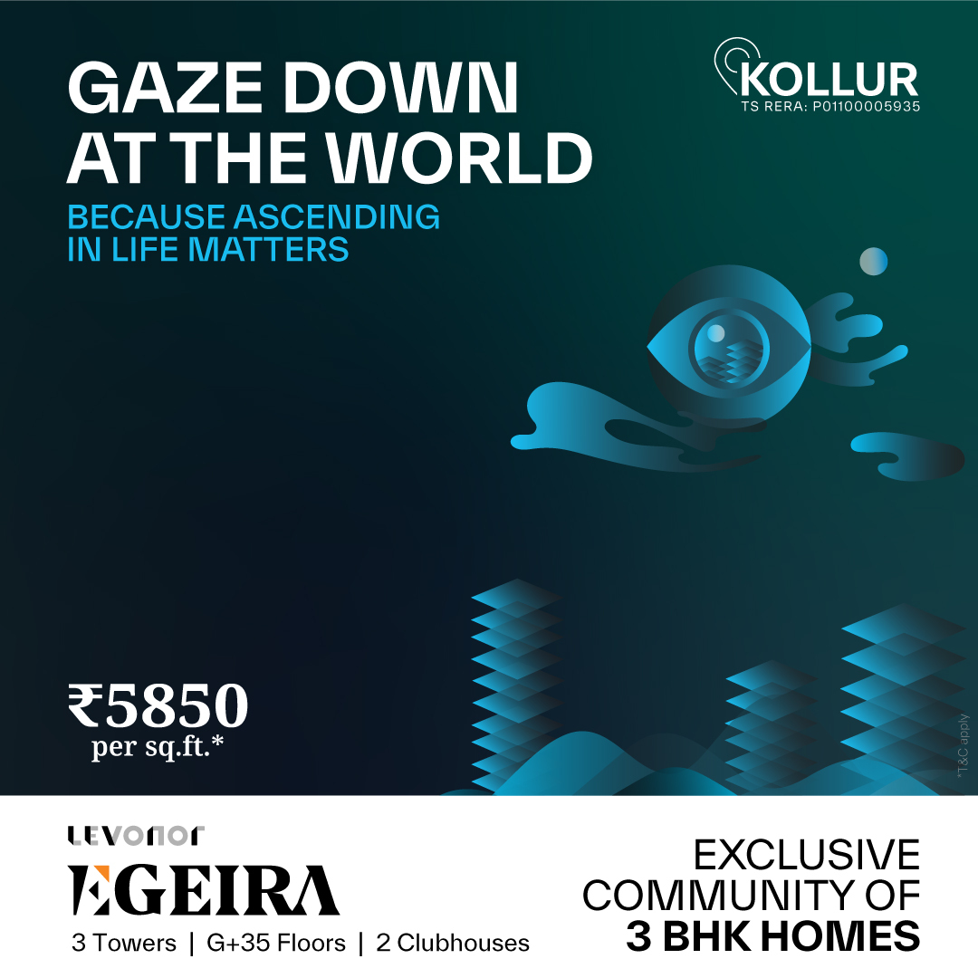 LevonorHyd's tweet photo. Embrace a life that's second to none in Levonor Egeira. The 3 towers with G+35 floors, and 55+ amenities spread across 4.7 acres of space offer a serene and peaceful living experience. Gaze down at the world from your premium 3 BHK home at Kollur/NHC. https://t.co/46ilu3RJ5l