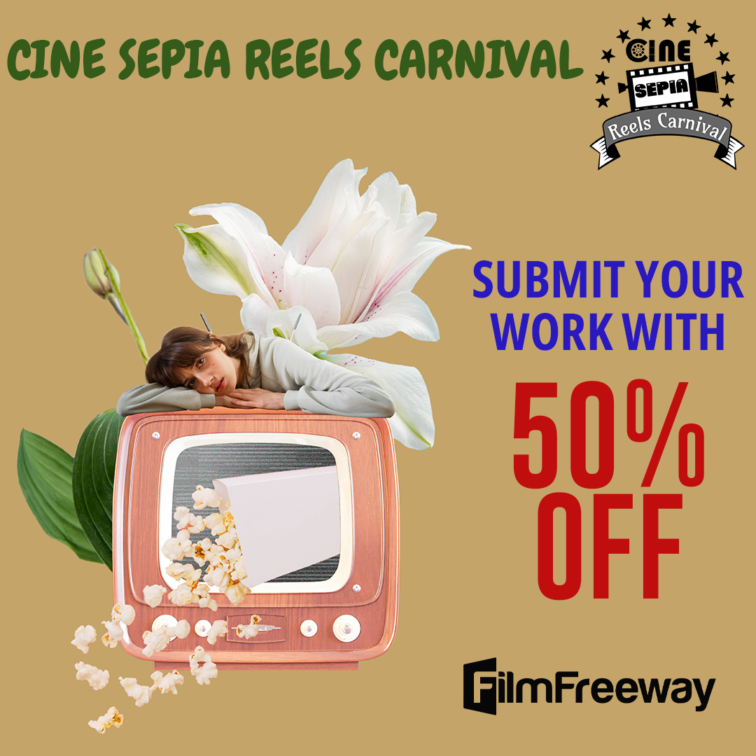 Cine Sepia Reels Carnival is here to welcome all of you to participate in our celebration of cinema and creation. Share the stage with us by sharing your work at our festival.  50% Discount Code-2CSRC50 Submission Link- filmfreeway.com/CineSepiaReels…