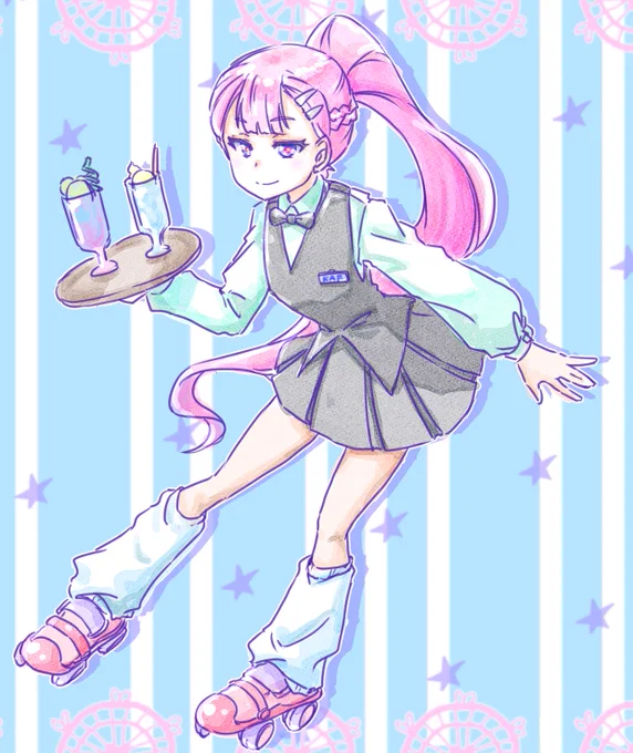 ぱんぱかウェイトレス レトロでかわいいですねっていう  #ぱんぱかカフぃ #花譜美術部