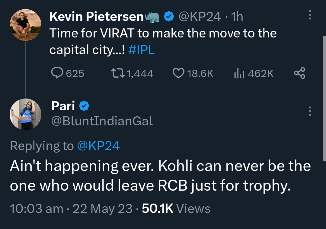 'Virat Kohli won't leave Just for trophy', just for trophy, what else RCB is playing IPL? Now you know why they never win.