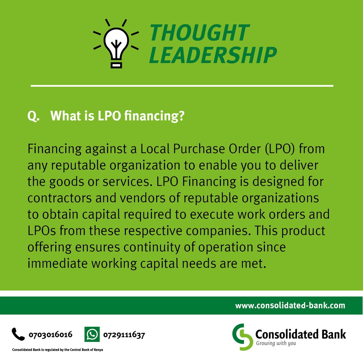 Consolidated Bank Ke on Twitter "Q. What is LPO financing? 