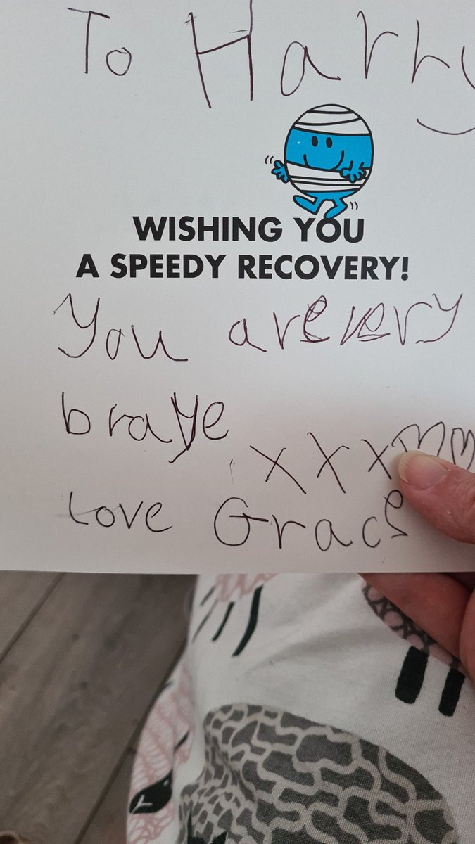 vicki__t's tweet photo. @MissBoyd_22 @Ball11N  Harry had an accident on Friday and wanted to show you and his class. He got a get well card off his friend Grace https://t.co/O1yqaQtanK