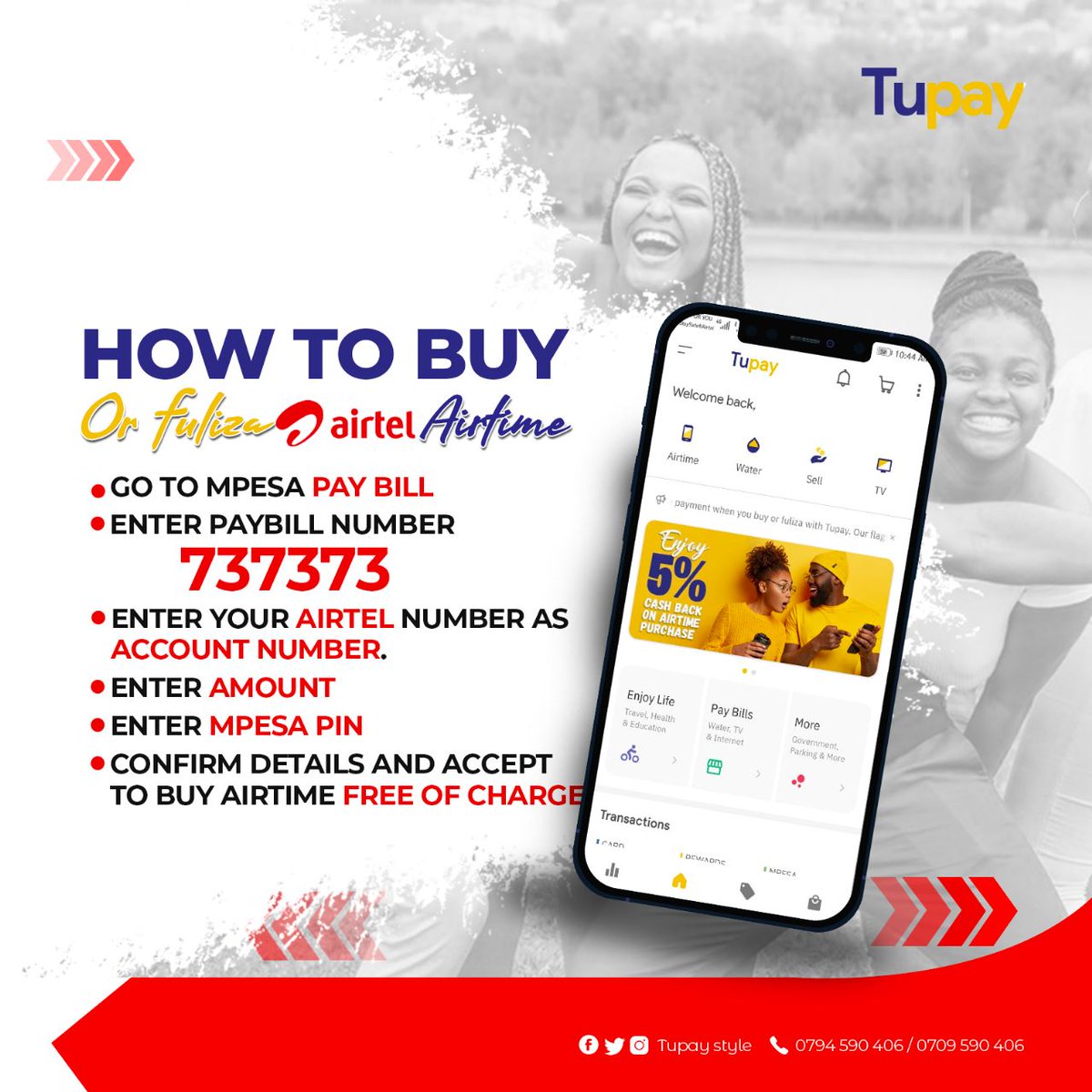 Did you know you can purchase Airtel Airtime at ZERO TRANSACTION FEES?
Try it today using Paybill Number 737373.

#MondayMotivation #HappyNewWeek #Mpesa #Rauka