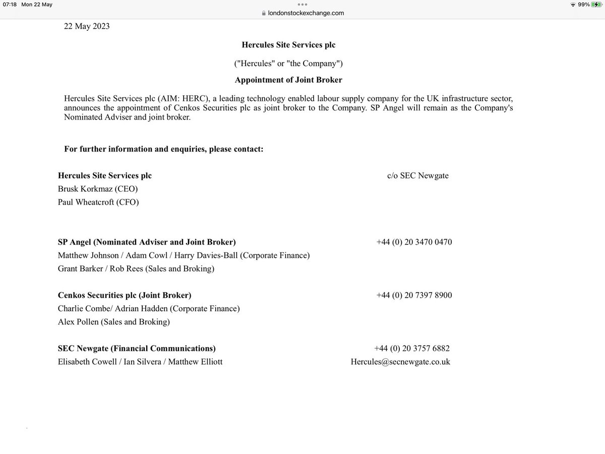 rhomboid1MF's tweet image. #HERC when a tiny AIM listed growth business appoints a second broker it can only mean one thing…unless anyone has a better theory 🤷‍♂️
