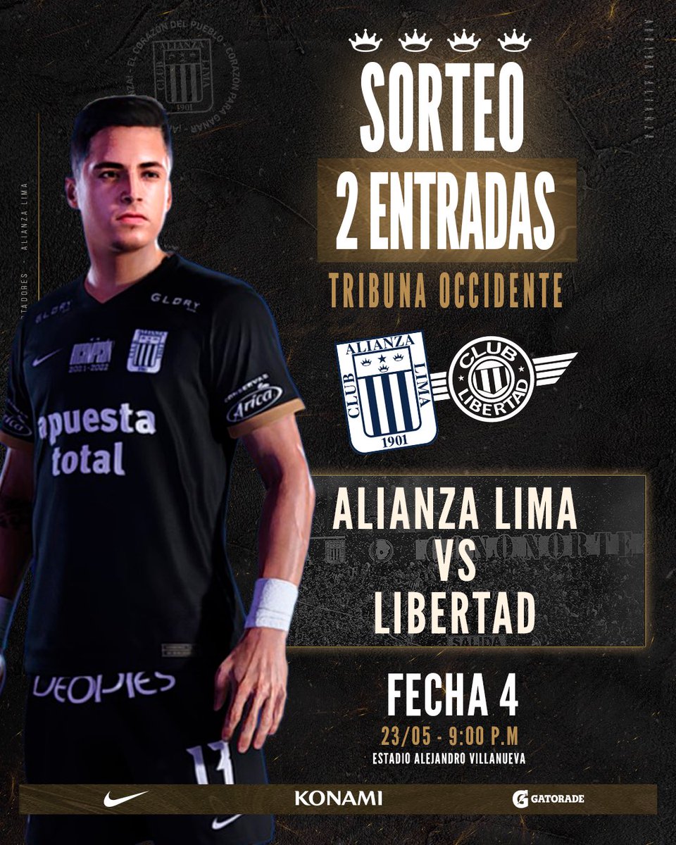 ¡𝗦𝗢𝗥𝗧𝗘𝗢! 🏆💜🎟

Sé uno de los 2️⃣ ganadores para asistir al partido contra Libertad en casa. 🏟️

Pasos: 
1️⃣ Seguir la cuenta de Twitter, Facebook e Instagram.
2️⃣ Comenta y etiqueta a dos amigos.
3️⃣ RT a la publicación.

Los ganadores serán anunciados mañana a las 12:00 PM.