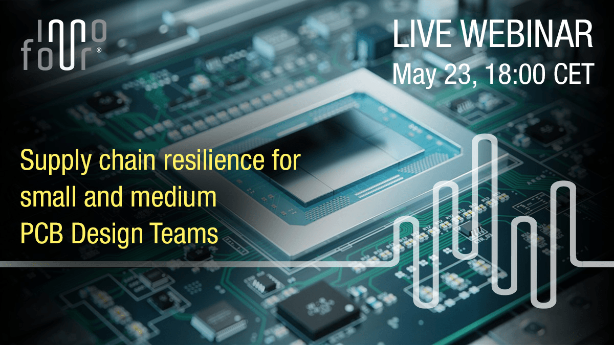 InnoFour's tweet photo. Is supply chain volatility resulting in delays and increased costs in your PCB design projects? 
Join us at this free webinar, May 23, and learn how small and medium-sized teams can be more resilient to supply chain challenges.
 https://t.co/pOF666h6qo
#pcb #suppychain #webinar https://t.co/MtKB2rFSHY
