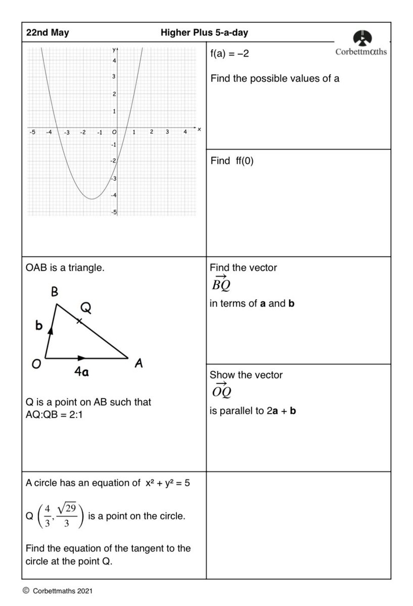Studying for Higher GCSE Maths? Try today's Foundation Plus, Higher &amp; challenging Higher Plus #maths5aday answers: corbettmaths.com/2016/10/26/may…