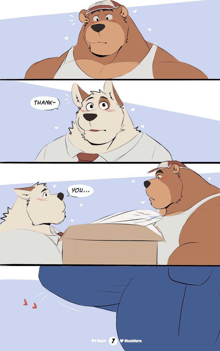 Vitashifurro's tweet photo. love at first sight?  🐶📦💦🐻"Getting a raise" Part 2 - (Page 7!) https://t.co/mPTYorALDT