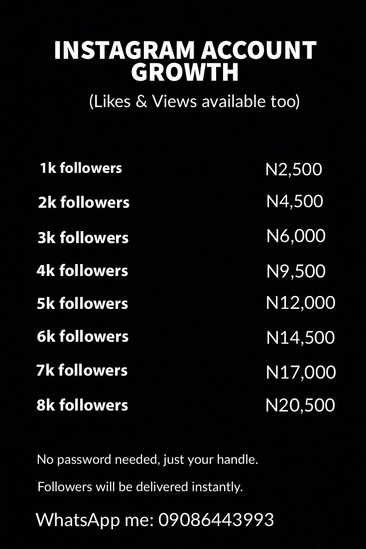 Hi, I grow your Instagram Account and other Social Media Accounts at good rates

WhatsApp: wa.me/+2349086443993

Rahama Sadau | Dangote Refinery #AMVCA9 Morgan Freeman Bola Ahmed Tinubu #AMVCA Come to Chelsea Dominican Republic Tacha Diane Swanky 25% in FCT