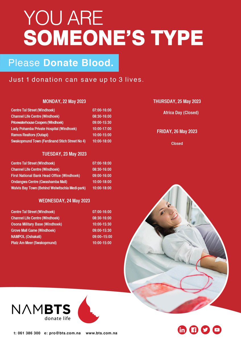 We are only open for 3 days this week - Please go and donate blood to save lives!

#donateblood #CommitToSavingLives2023