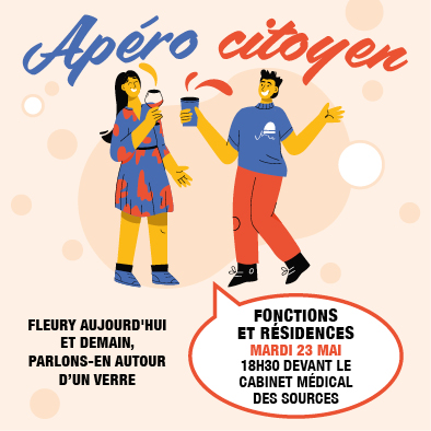 Après le Village, rendez-vous ce mardi 23 mai à 18h30 pour les Fonctions et les Résidences devant le cabinet médical des Sources. L'occasion de faire un bilan mi-mandat ensemble, en toute convivialité ! #apérocitoyen #convivialité #ensemble #fleurymérogis #fleurymaville