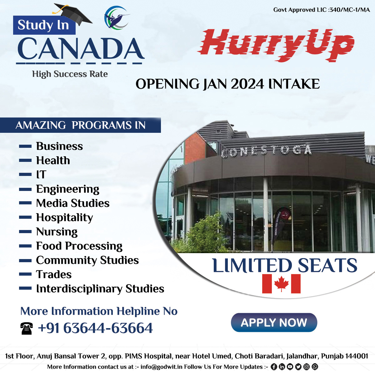 Godwit_edu's tweet photo. ➡Apply for your Canada Study Visa for the JAN Intake 2024
Helpline No.: +91-63664-63664
#conestoga #conestogacollege #ug #pg #programs #study #visa #immigration #immigrationconsultant #studyvisaexpertsg #studyvisai #studyvisaprovider #studyvisaexperts #bhfyp #fyp #ootd #ootn https://t.co/uGuFPNUvVZ