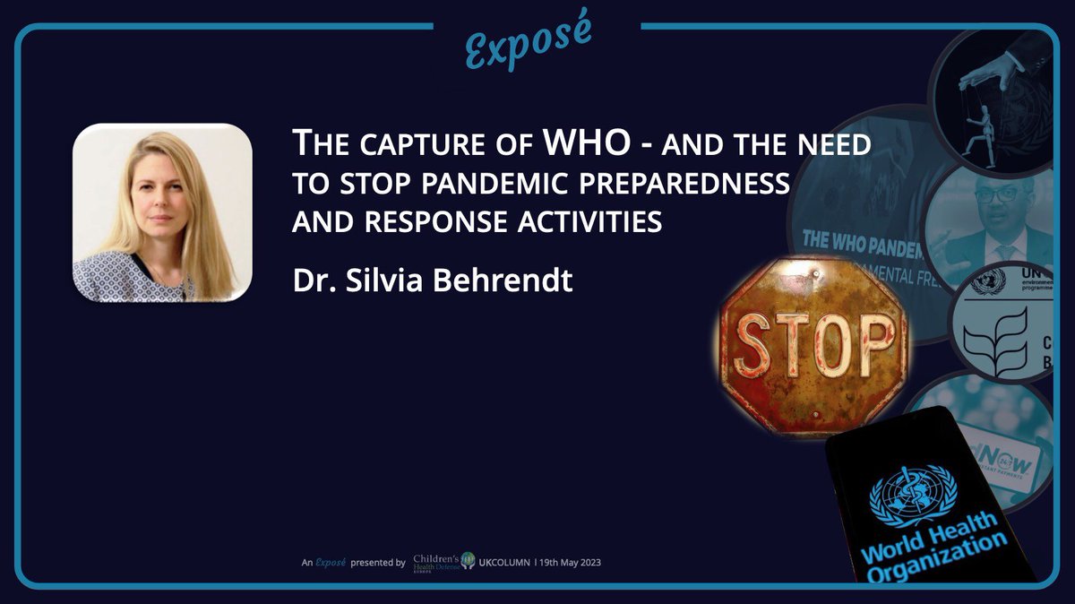 ukcolumn's tweet photo. Silvia Berendt - The Proposed Amendments to the International Health Regulations: Highlight of an Analysis

Silvia Berendt's presentation from the symposium held jointly by the UK Column and Childrens Health Defense Europe on Friday, 19 May 2023.

➡️ https://t.co/k0zaTuv73M https://t.co/INbURKPvlI