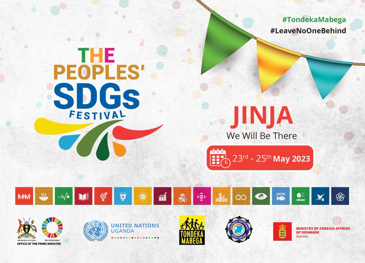 🎉Join us at the Jinja Regional People's SDG Festivals to learn more about #SDG11: Sustainable Cities and Communities in Uganda. 

Let's accelerate the localization and implementation of the 2030 Agenda for Sustainable Development. #LeaveNoOneBehind #TondekaMabega 
@DKinUganda