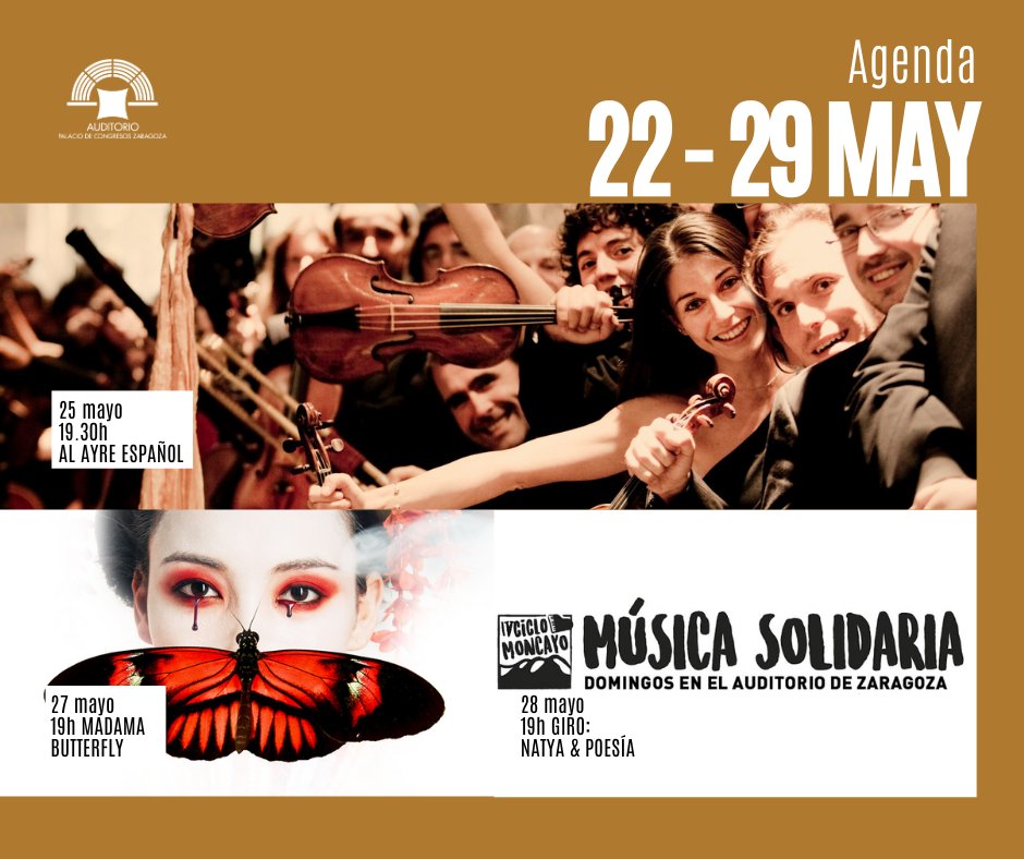 Comienza una nueva semana con la mejor música. 
👉Consulta la programación completa: auditoriozaragoza.com/agenda/
#VenAlAuditorio #ZGZCultura