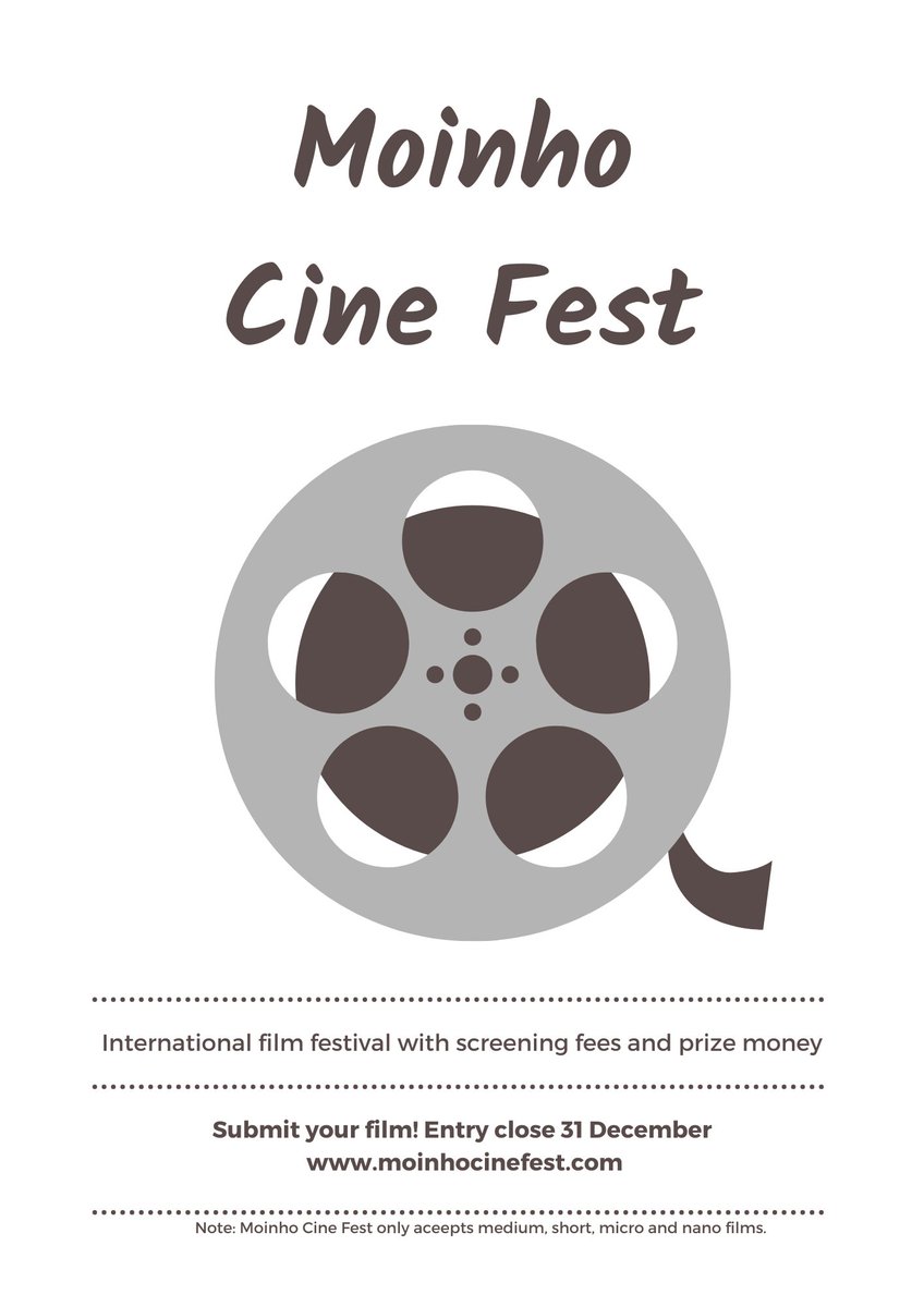 moinhocinefest's tweet photo. OPEN CALL
medium, short, micro and nano films
Deadline: 31/12
Regulation and Submissions:
https://t.co/PpeOlEer8D

#moinhocinefest #cinema #filme #festival #anartem #andrealmeidarodrigues #films #movies #shorts #shortsfilms #filmmaking #filmmaker #cine #filmfestival #opencall https://t.co/01pxfVD4Mf