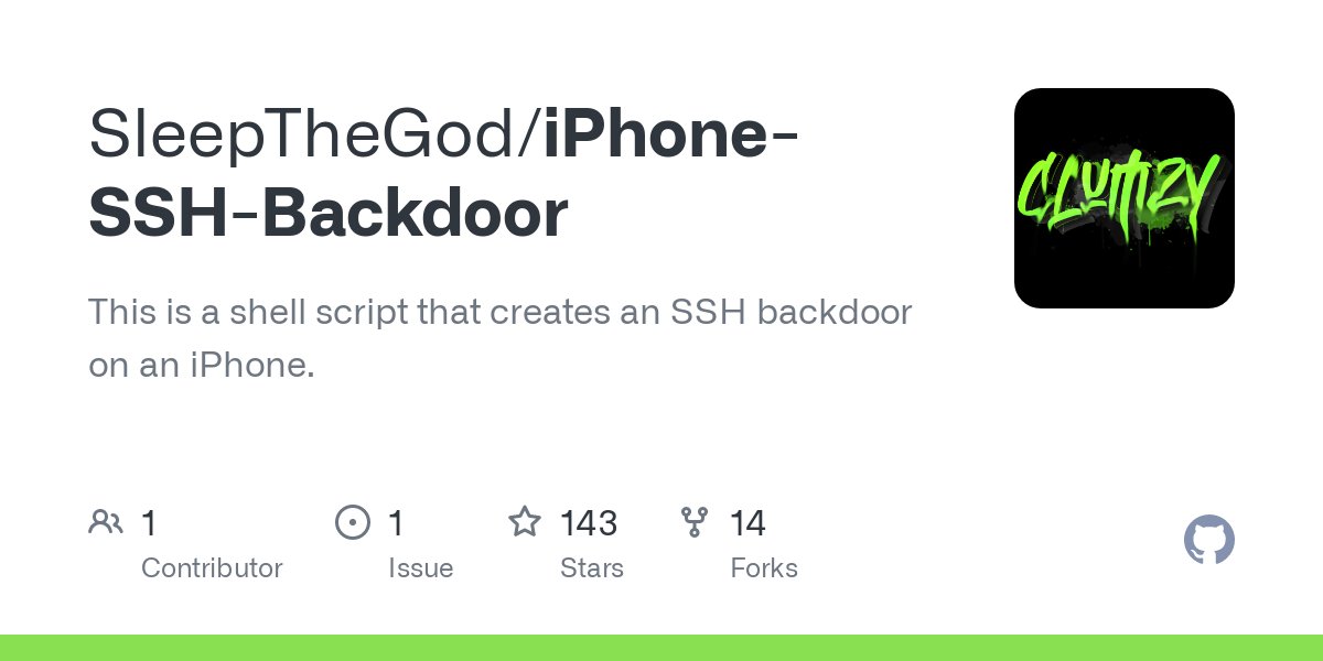 This is a shell script that creates an SSH backdoor on an iPhone. github.com/SleepTheGod/iP…  #MobileSecurity #iOSsecurity #infosec