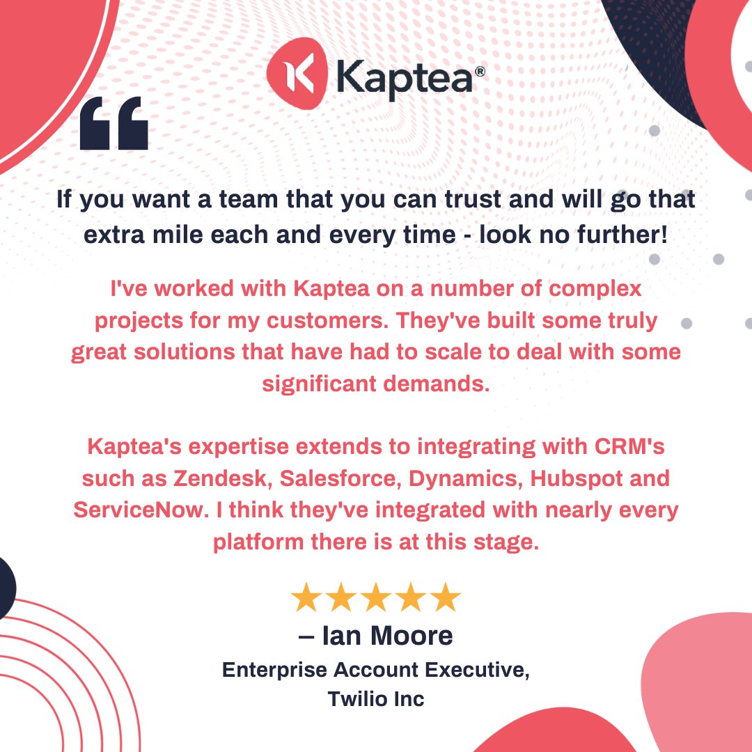 One of our previous customers, Ian, left us this wonderful review after he was happy with our services. Thank you for the review, Ian! Enquire more here: kaptea.io #kaptea #customerexperience