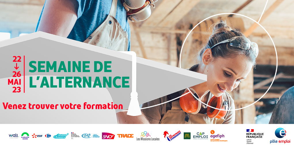 FTravail_NA's tweet photo. 📣Top départ de la Semaine de l'#alternance !🎓 
Du 22 au 26 mai, @pole_emploi #NouvelleAquitaine et ses partenaires se mobilisent ! Retrouvez tous les événements organisés dans la région 👉 https://t.co/jDUEO98Wml
@PrefAquitaine33 @ARML_NAquitaine 
#TousMobilisés #AvecPôleEmploi https://t.co/tUwBRnop05