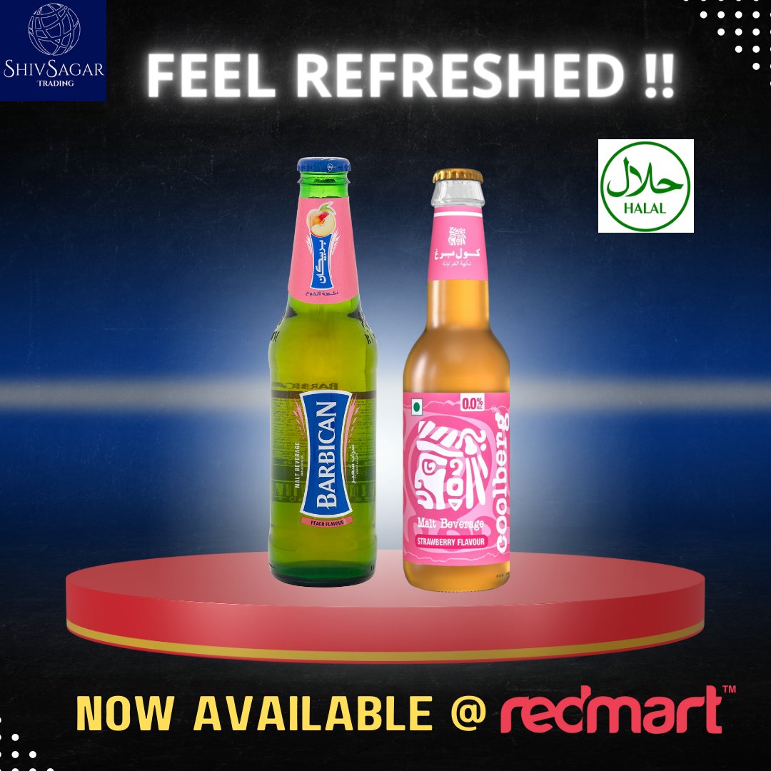 AlifaShajahan's tweet photo. Attention all beverage enthusiasts!  Introducing the ultimate pair for HALAL certified non-alcoholic beverage lovers Refreshing Coolberg &amp; Barbican drinks are Now Available at Redmart These drinks are not only delicious but also great alternatives to alcoholic beers
@RedMart https://t.co/sDXGj5C9Ss
