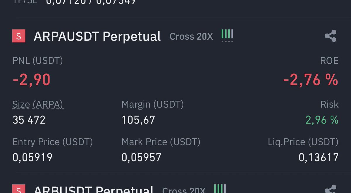 $ARPA USDT SHORT 
10-20x
Cross 
Tp 1:  0.0587
Tp 2:  0.0580
Tp 3:  0.0575
Tp 4: 0.0570
Tp 5: 0.0560

Sl: 0.0620

100$