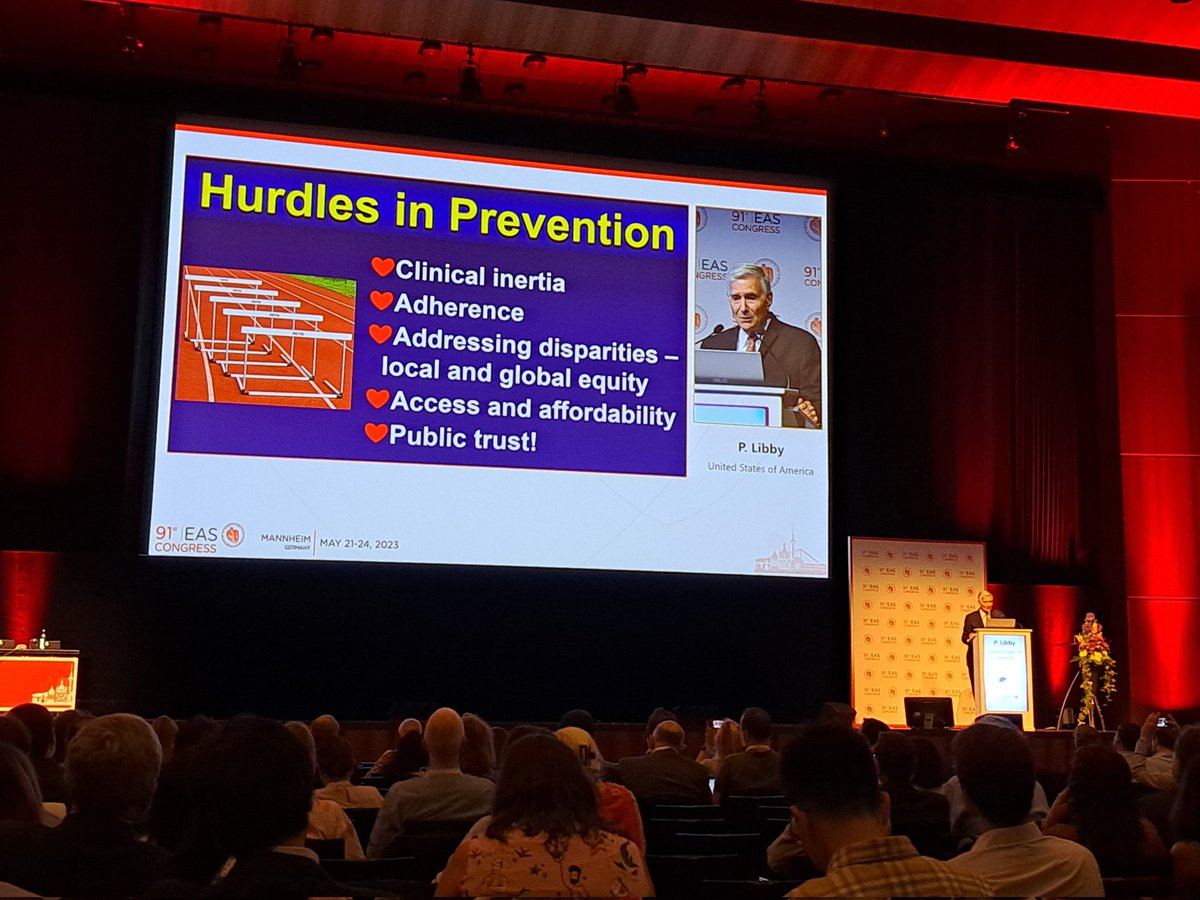 Peter Libby kicking off Plenary 1 of #EAS2023 with an overview of ASCVD in 2023, incl tensions and hurdles in prevention 

@society_eas @EASCongress