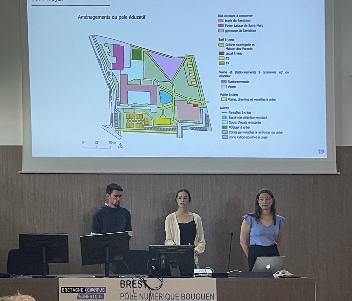 Le marathon semestriel des soutenances (3 jours) vient de commencer en Licence 3 et Master d’urbanisme ⁦<a href="/UBO_UnivBrest/">UBO - Univ. Brest</a>⁩, avec un projet d’aménagement autour d’un groupe scolaire.