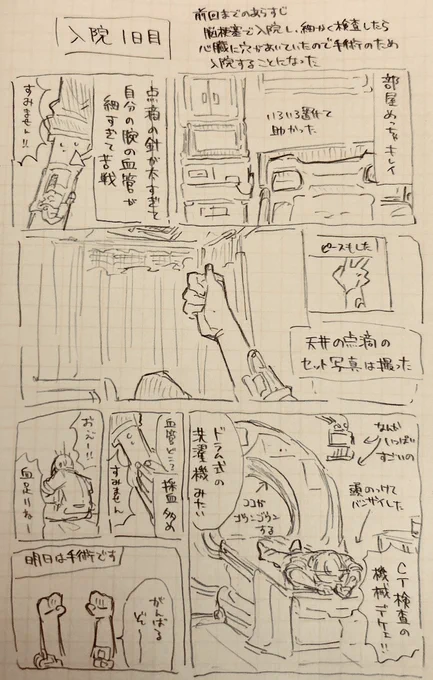 入院1日目の絵日記です