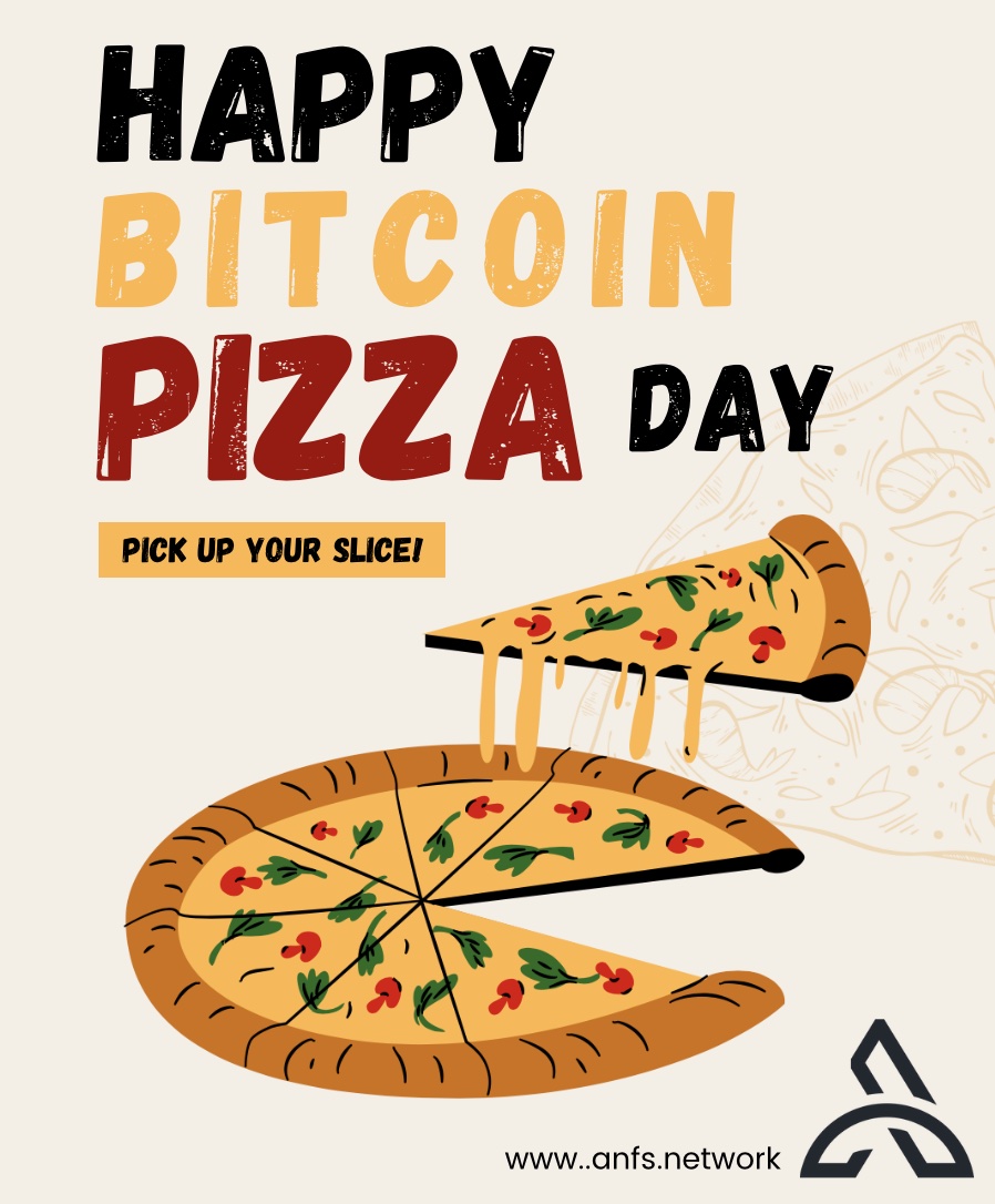 OfficialAnfs's tweet photo. 🍕🎉 Happy #BitcoinPizzaDay from ANFS! 🙌🎉Let's raise a slice to the pioneers who paved the way for the crypto revolution! Share your favorite pizza toppings and let us know how you're celebrating this delicious day!🍕❤️ 
#ANFS #CryptoCommunity https://t.co/uiZzsqWQiw