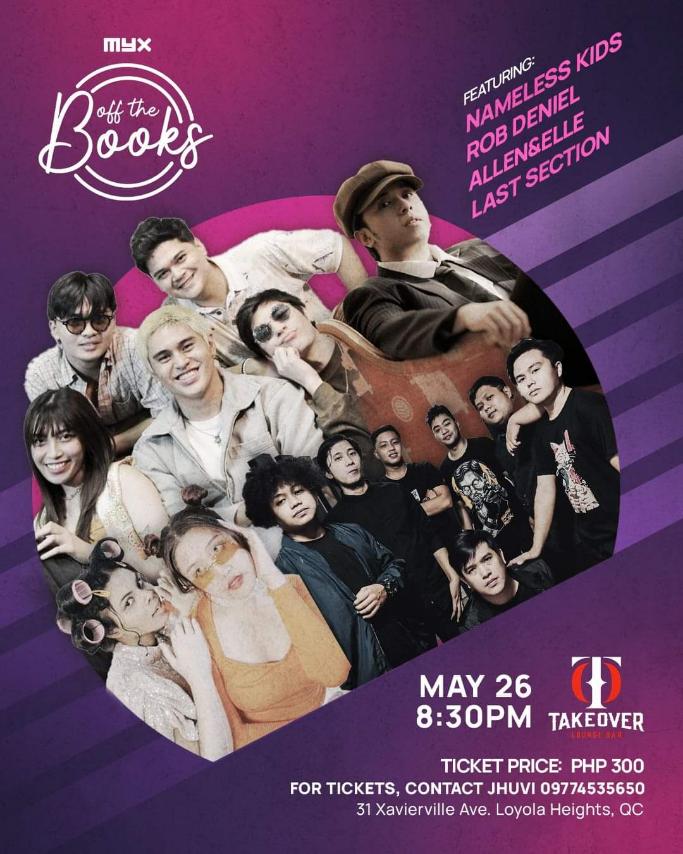 myxglobal's tweet photo. 4 acts in 1 night, g?
OFF THE BOOKS featuring @allenandelle, Last Section, @thenamelesskids and @rob_deniel on May 26 at TakeOver Lounge. SEE YOU THERE π€
For tickets, contact Jhuvi at 09774535650β£
#MYXglobal #OfftheBooks #AllenAndElle #LastSection #NamelessKids #RobDeniel https://t.co/4SYxHxLiwZ