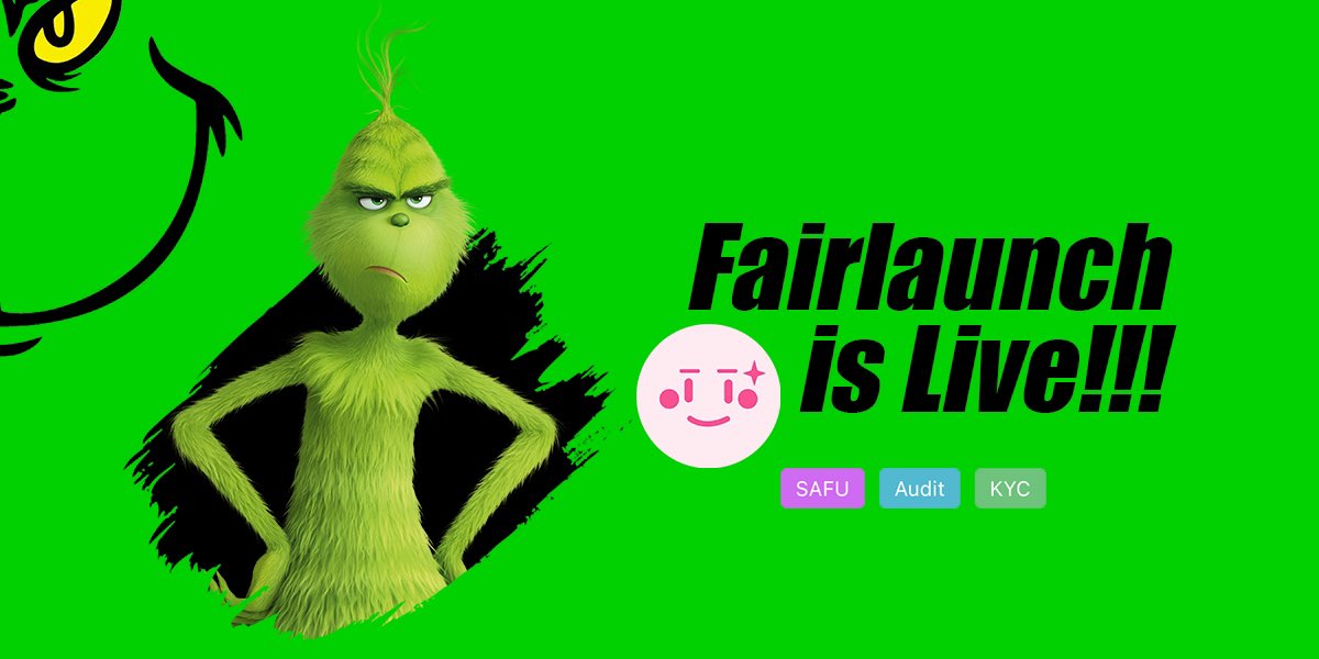 MrGrinchCoin's tweet photo. Mr Grinch Fairlaunch is Live!!🔥💚🚀

🚀🚀🚀🚀📌: https://t.co/iNBxCc8JiB https://t.co/Z52Hza9XF1